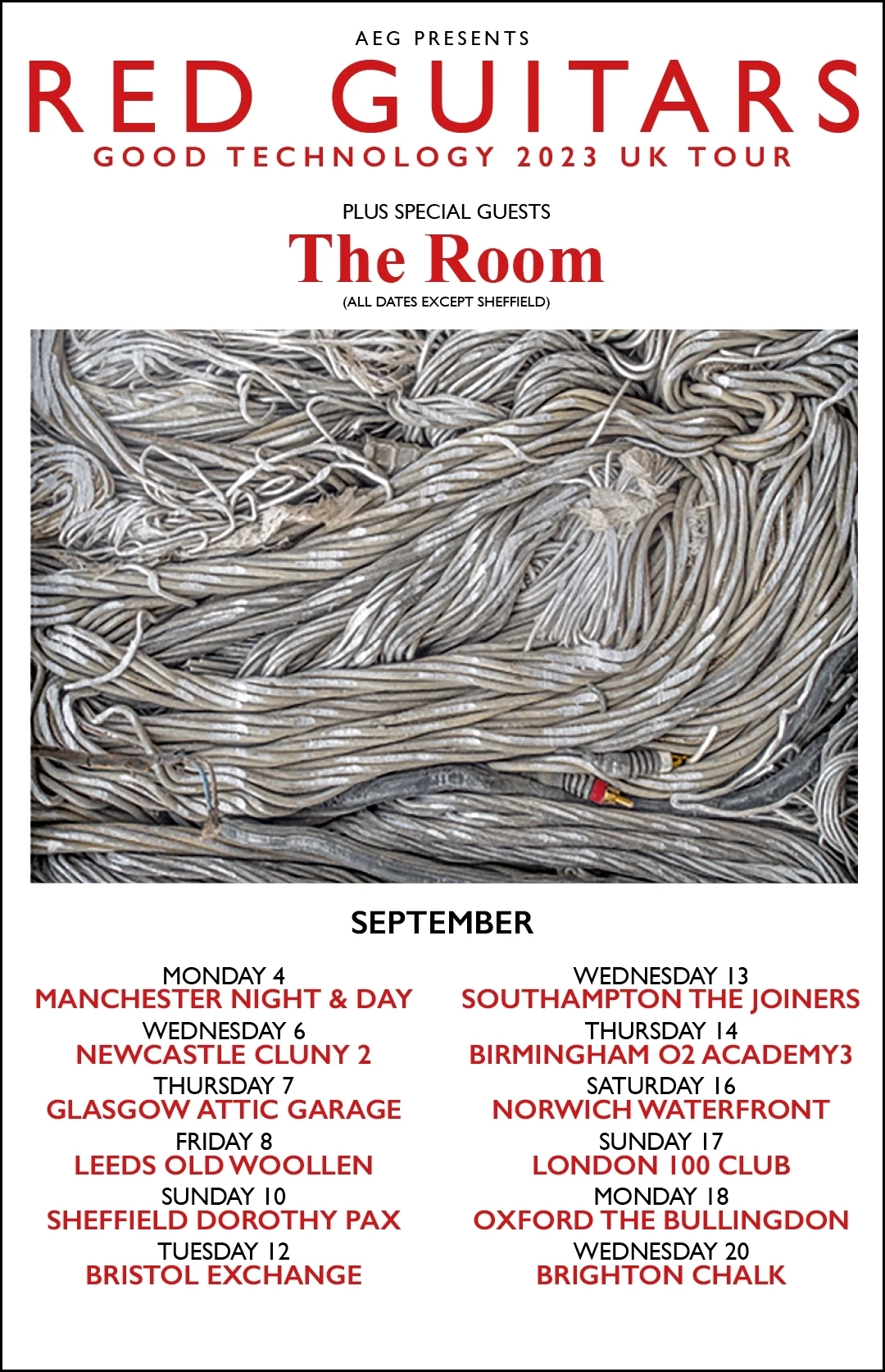 Red Guitars Good Technology 2023 UK Tour poster.