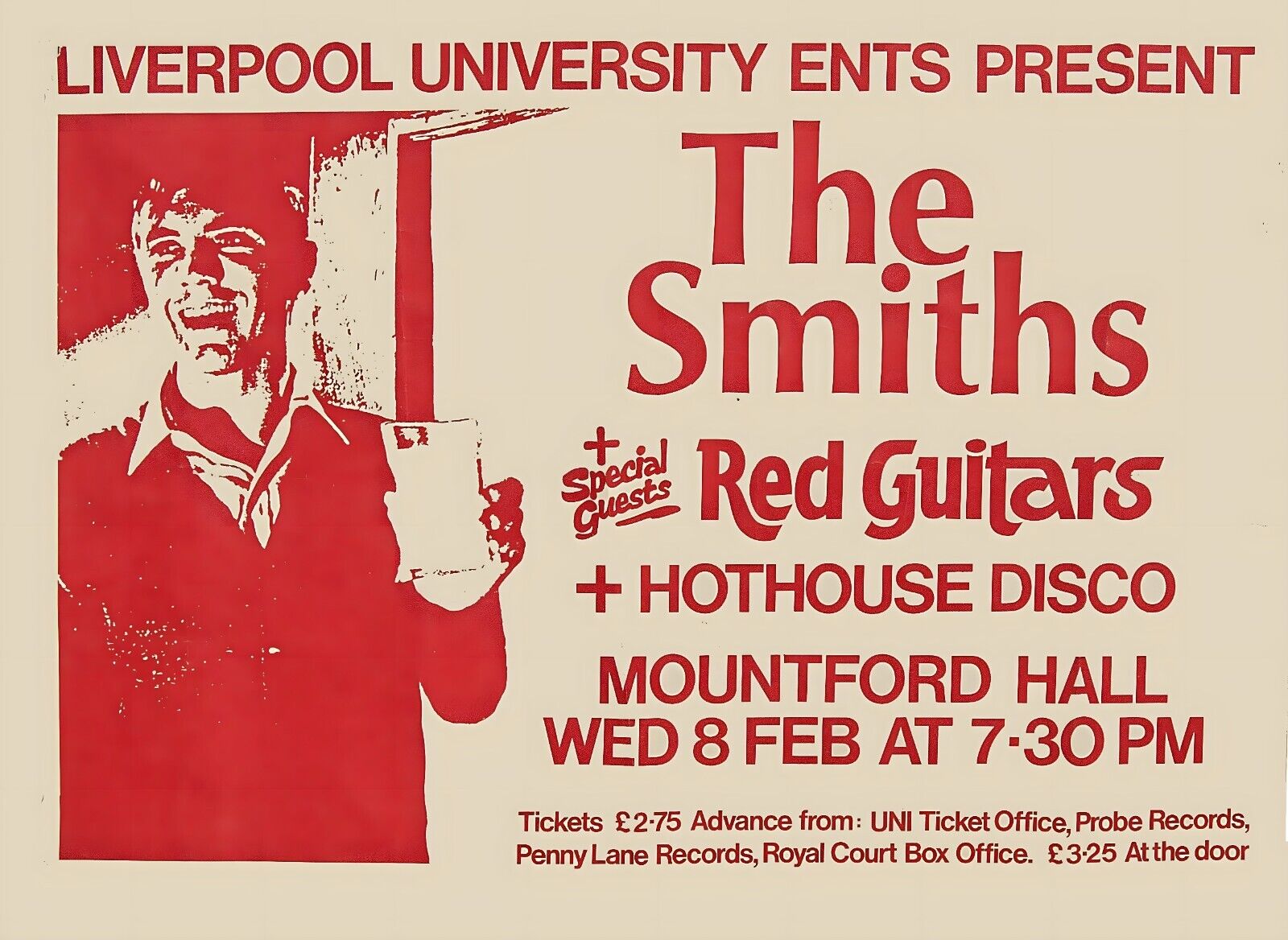 Supporting the Smiths at the Mountford Hall, Liverpool, 08/02/84.